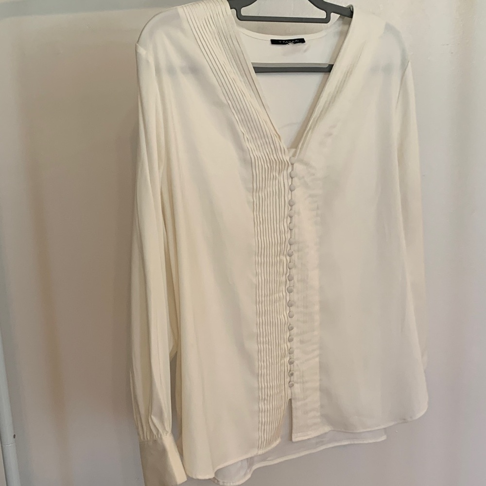 T Tahari Cream Button-Down Blouse